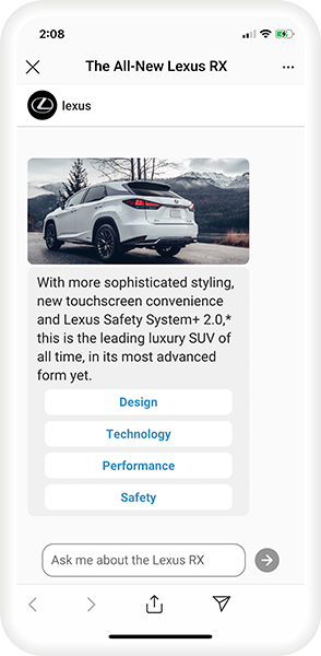 Conversational advertising - Lexus AdChat UI